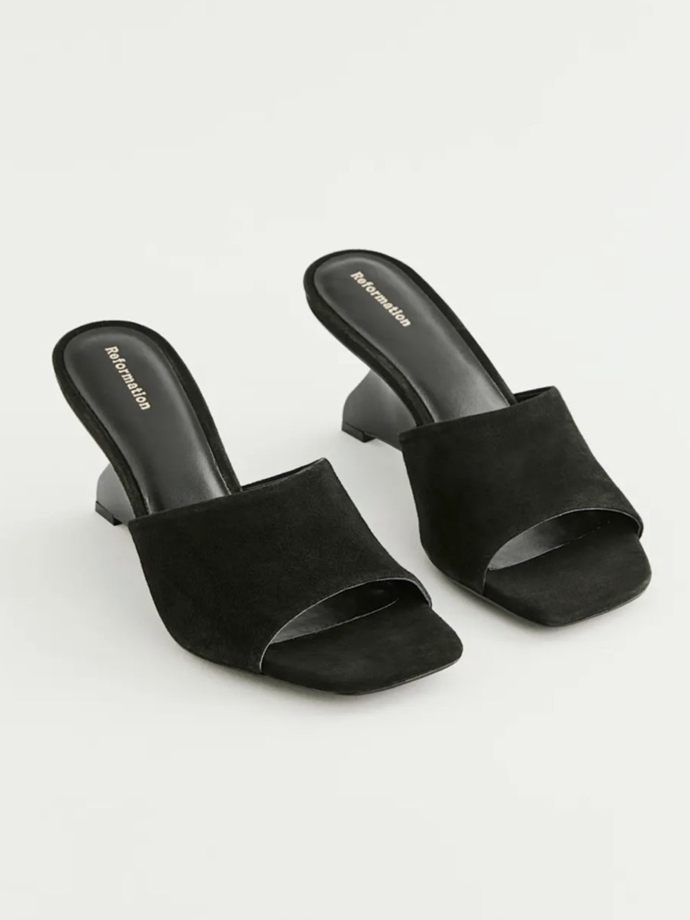 Reformation Enya Wedge Sandal Black Suede - Size 7 - Picture 3 of 6